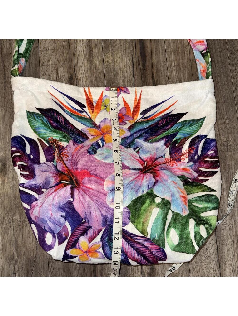 Tropical Flower Tote Bag Towel 2 In 1 Convertible Beach Tote Unfolds into Towel‎ - Picture 2 of 8